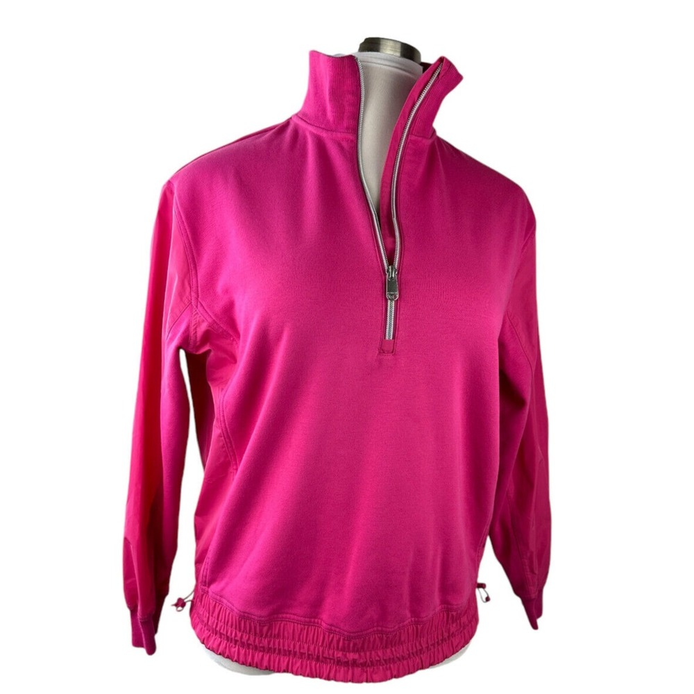 Athleta Triumph Hybrid Half Zip Sweatshirt Jacket Salvia Pink Fuchsia Small - Picture 13 of 15